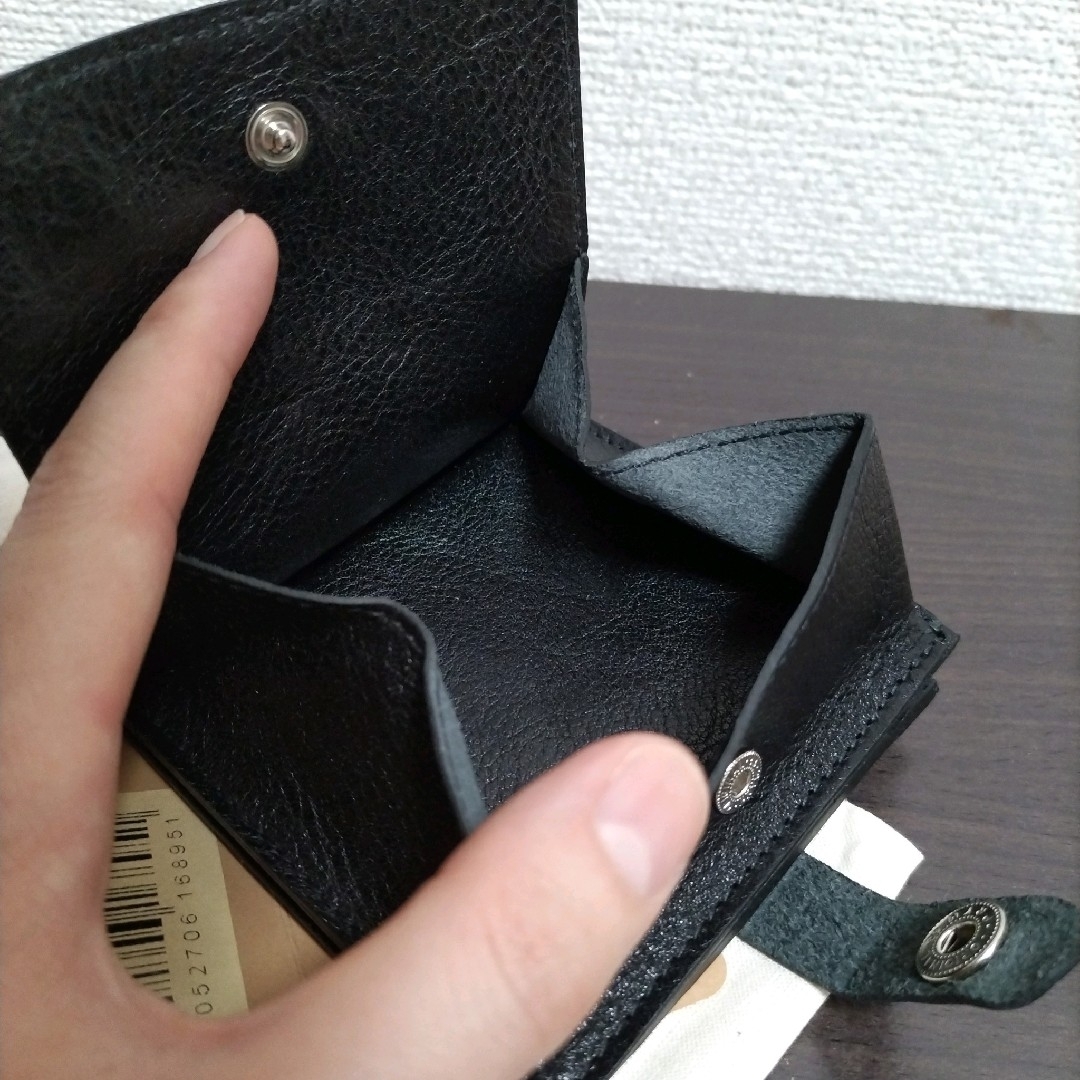 新品 本革 レザー イルビゾンテ 財布 折り財布 スナップ ブラック 黒 4