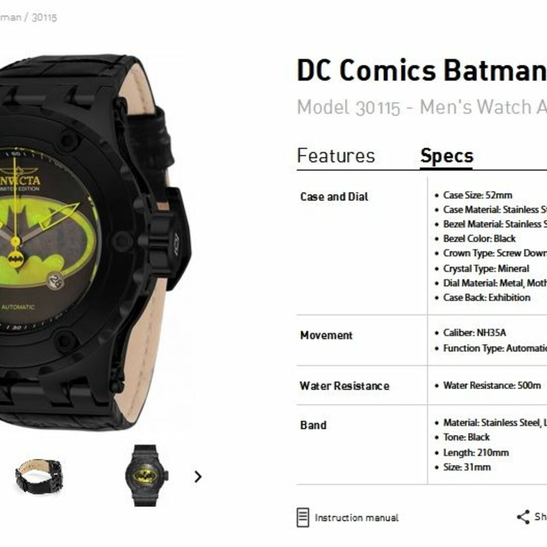 INVICTA - インビクタ『DC Comics Batman 30115』☆自動巻き☆の通販