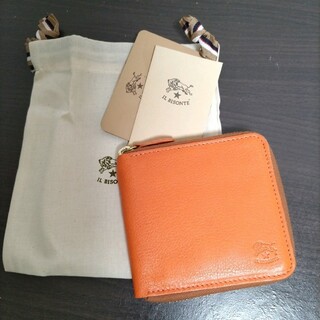 イルビゾンテ(IL BISONTE)の新品 イルビゾンテ 本革 レザー ラウンド ウォレット 財布 オレンジ 橙(折り財布)