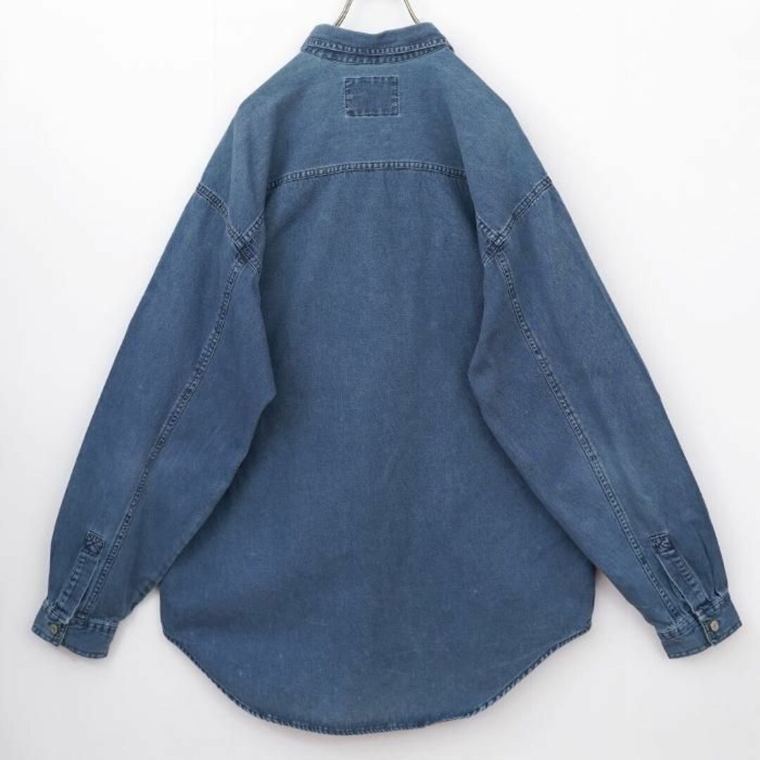 Levi's(リーバイス)の90s リーバイス デニムシャツ 青ブルー L 胸ポケット オーバーサイズ メンズのトップス(Tシャツ/カットソー(半袖/袖なし))の商品写真