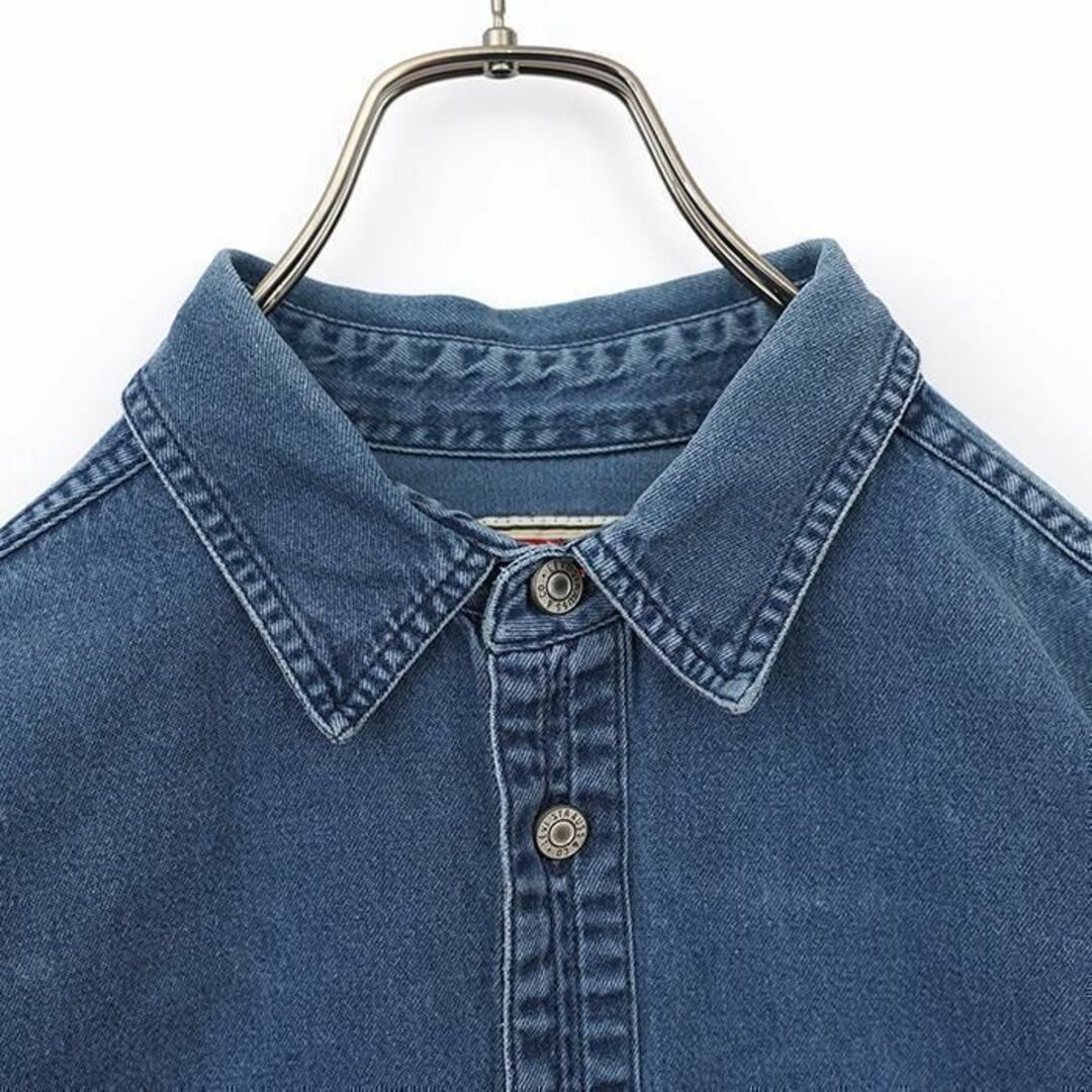 Levi's(リーバイス)の90s リーバイス デニムシャツ 青ブルー L 胸ポケット オーバーサイズ メンズのトップス(Tシャツ/カットソー(半袖/袖なし))の商品写真