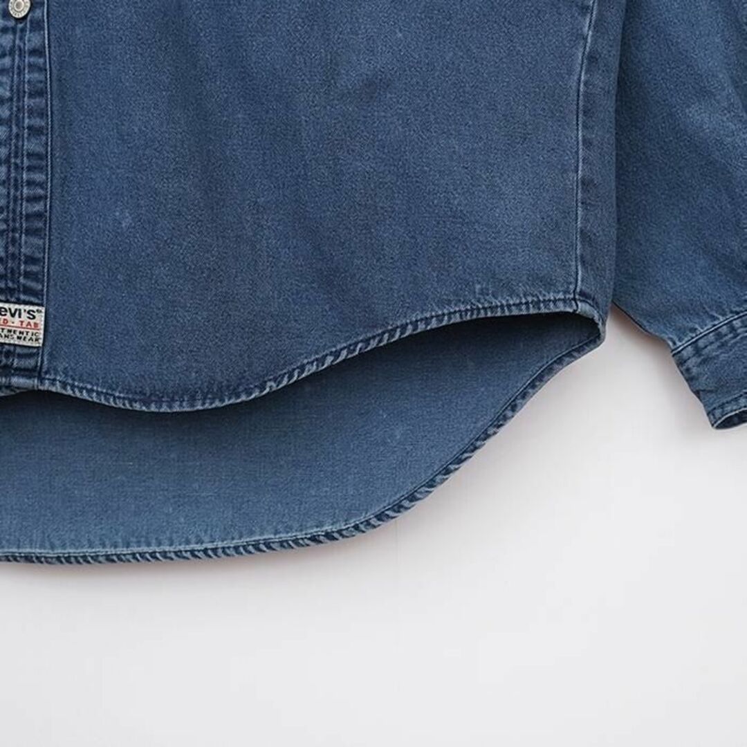 Levi's(リーバイス)の90s リーバイス デニムシャツ 青ブルー L 胸ポケット オーバーサイズ メンズのトップス(Tシャツ/カットソー(半袖/袖なし))の商品写真