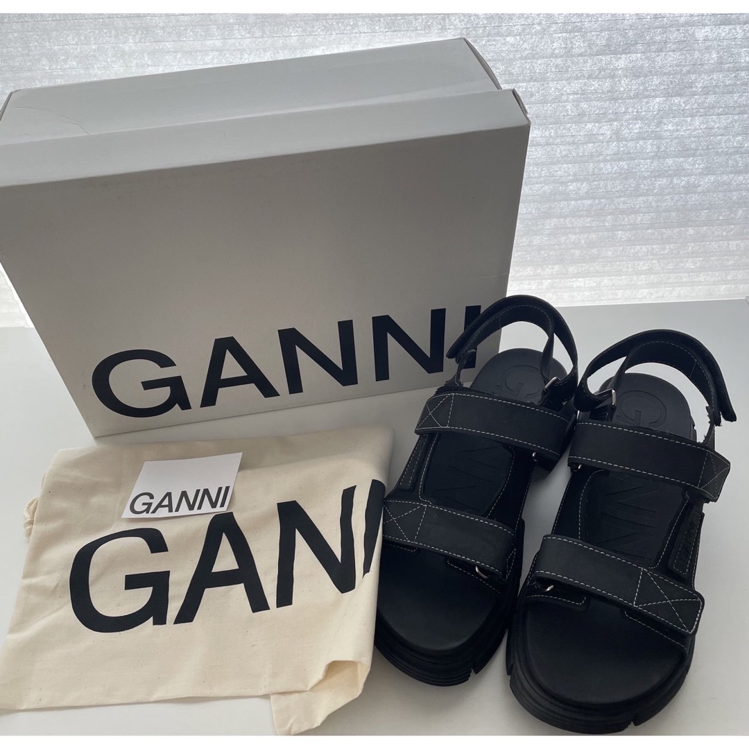 【新品】GANNI ガニー  ブラック  ラバー サンダル 39