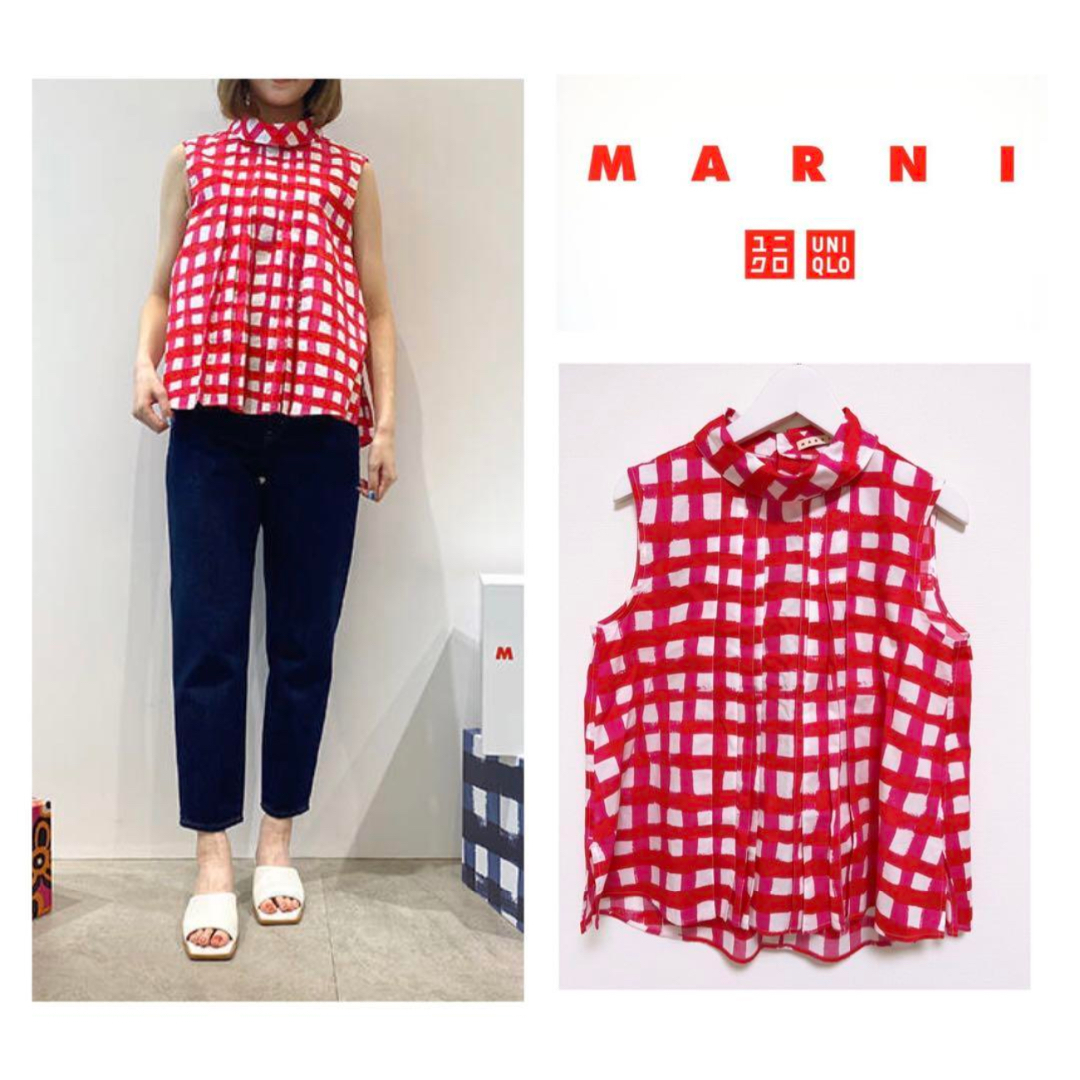 Marni(マルニ)の【UNIQLO MARNI ユニクロ マルニ】タックブラウス チェック柄 レディースのトップス(シャツ/ブラウス(半袖/袖なし))の商品写真