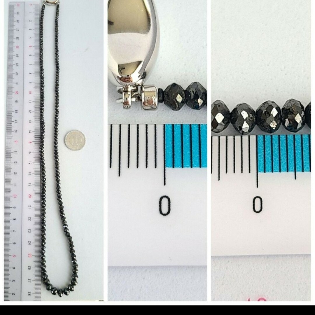 SV 綺麗 新品 天然ブラックダイヤモンド ネックレス