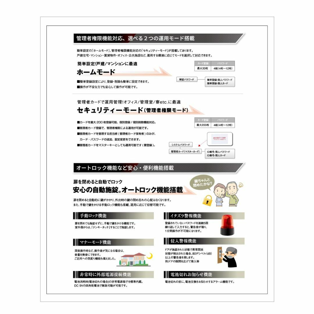 ロックマンジャパン デジタルドアロック 引戸対応型 取付動画あり カード・暗証番