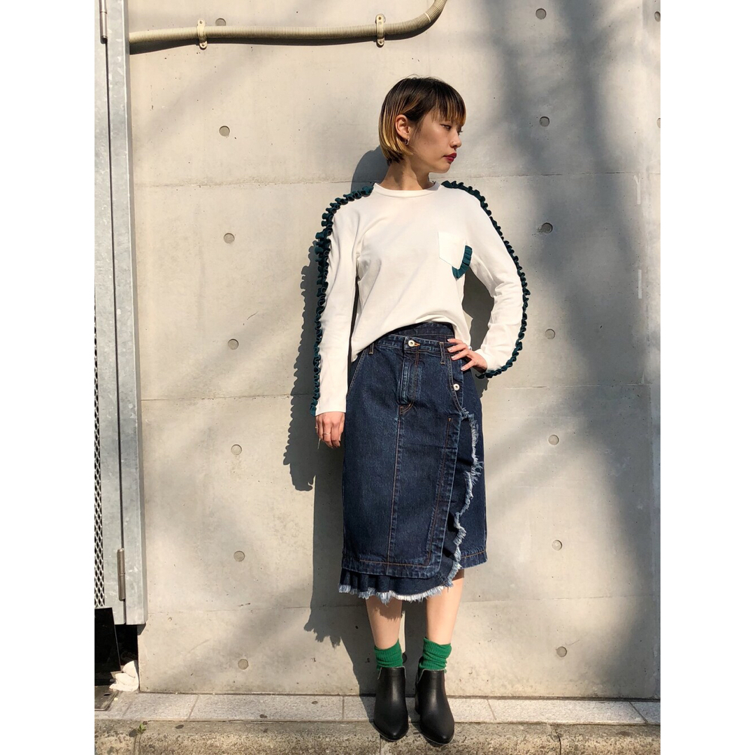 NAIFE フリルデニムラップスカート NAIFE フリルデニムラップスカート
