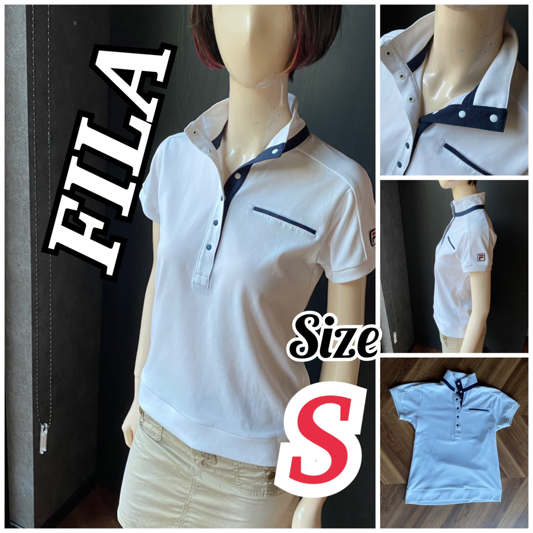 FILA(フィラ)のフィラ美品！ゴルフやテニスに　可愛いスタンドカラーポロシャツSサイズ スポーツ/アウトドアのゴルフ(ウエア)の商品写真