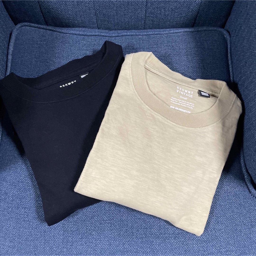 WEGO(ウィゴー)の2枚セット WEGO ヘビーウェイトビッグT USコットン ベージュ ブラック メンズのトップス(Tシャツ/カットソー(半袖/袖なし))の商品写真