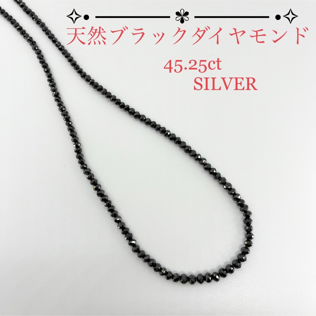 SILVER】天然ブラックダイヤ 45.25ct ネックレス 42cm-