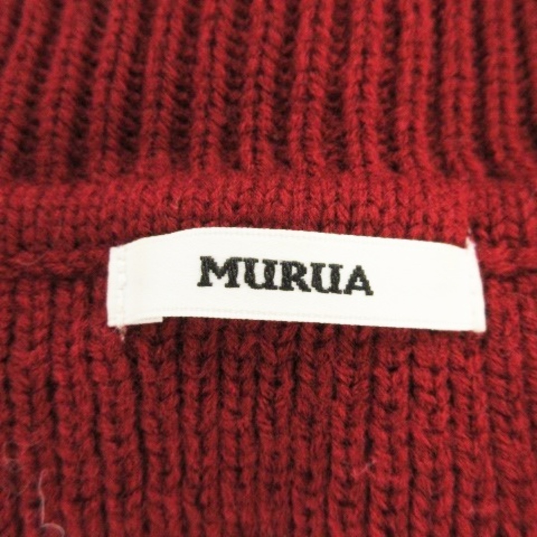 MURUA(ムルーア)のムルーア ニット セーター タートルネック 七分袖 袖スリット 厚手 F 赤 レディースのトップス(ニット/セーター)の商品写真