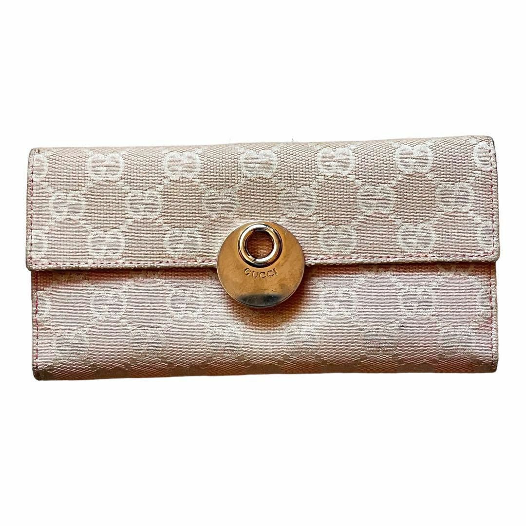 Gucci(グッチ)の希少 GUCCI GGキャンバス Wホック 2つ折り 長財布 ピンク レディースのファッション小物(財布)の商品写真