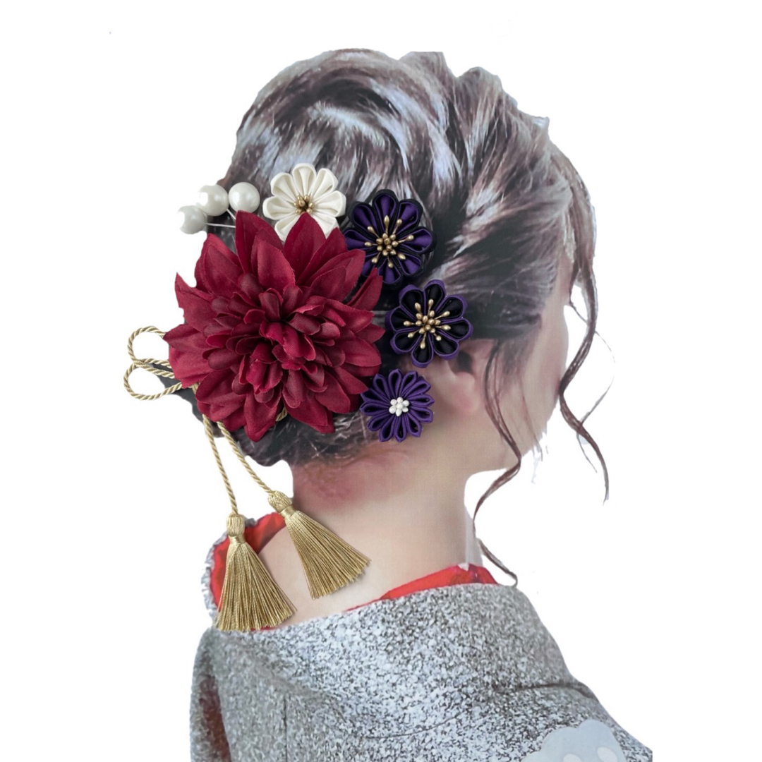 豪華なお花の髪飾り Ｕピン 7本セット