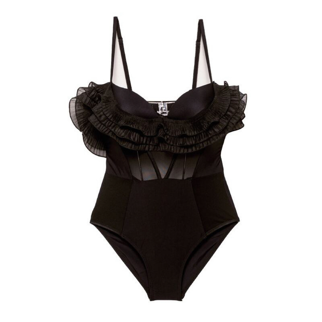 シースルフリルオフショルダー水着♡ブラックXL | aosacoffee.com
