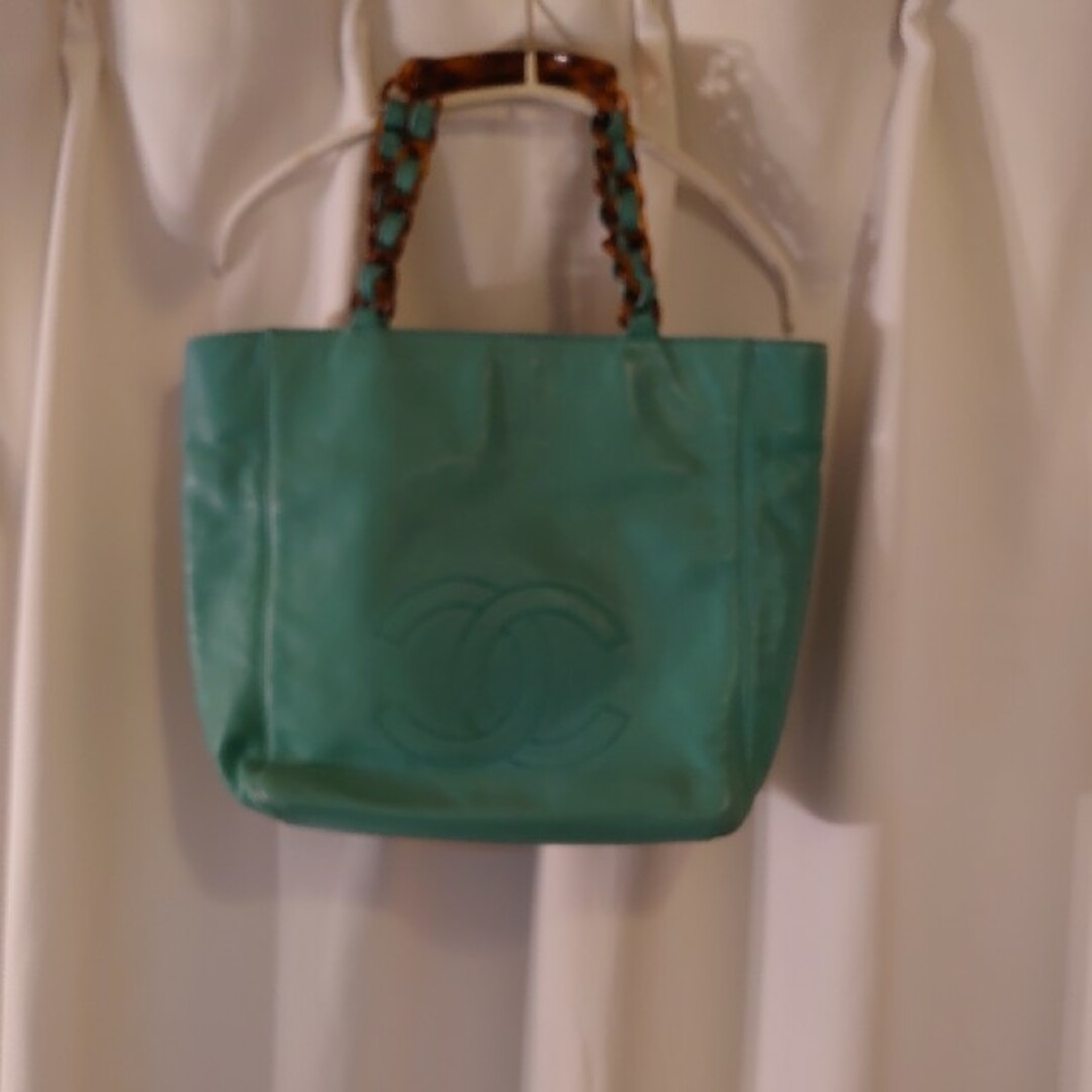 CHANEL ココマーク べっ甲チェーン バッグ エメラルドグリーン ココマーク 1