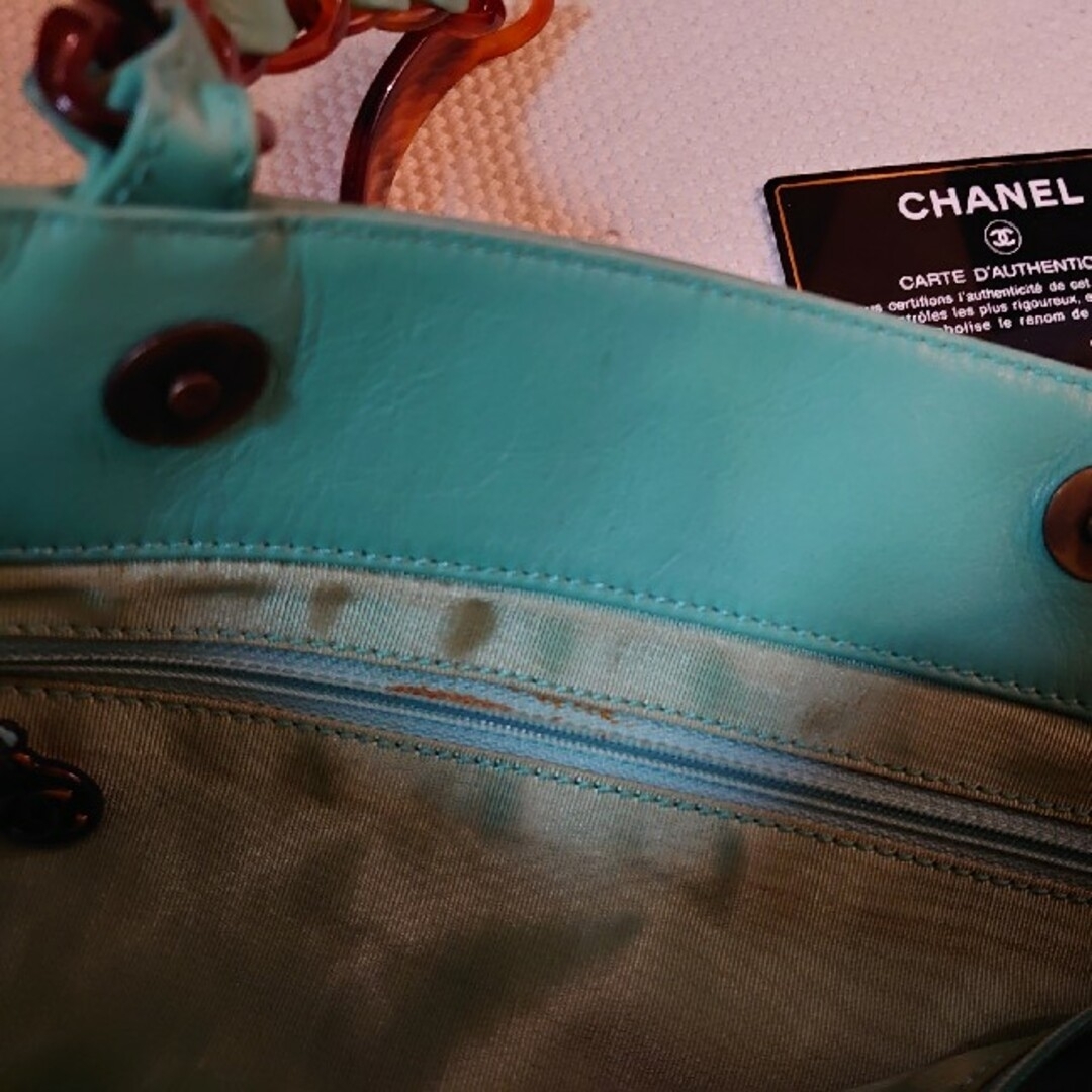 CHANEL ココマーク べっ甲チェーン バッグ エメラルドグリーン ココマーク 3
