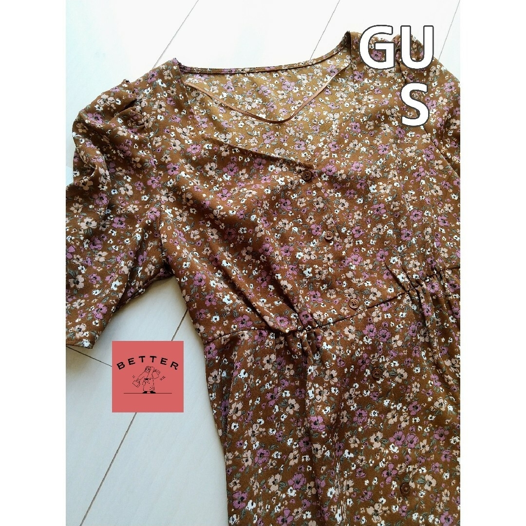 GU(ジーユー)の●【美品】GU レディース ワンピース 花柄 夏 秋 半袖 大人可愛い● レディースのワンピース(ロングワンピース/マキシワンピース)の商品写真