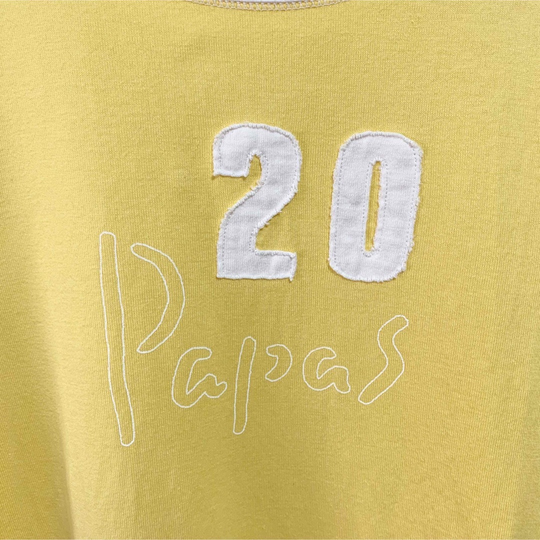 Papas パパス リンガーTシャツ メンズL 黄色 白 ビッグロゴ 20