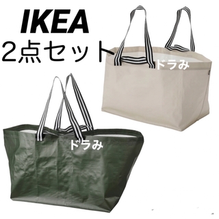 イケア(IKEA)のIKEA　セックシェラ キャリーバッグ　カーキ、ベージュ2枚セット(トートバッグ)