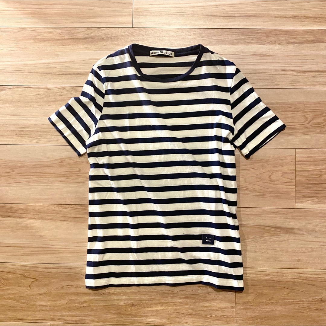 ACNE - ACNE ボーダーTシャツ ネイビー XS アクネ フェイス パッチの