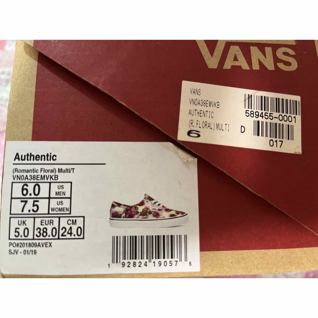 VANS(ヴァンズ)のスニーカー　バンズ　エラ　オーセンティック　24.0   ピンク　バラ レディースの靴/シューズ(スニーカー)の商品写真