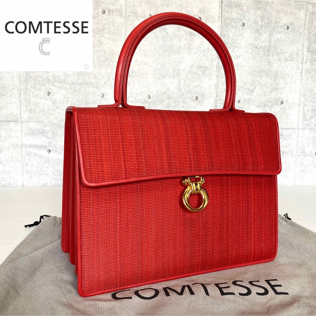 COMTESSE - 【美品】COMTESSE ホースヘア×レザー レッド系 ゴールド