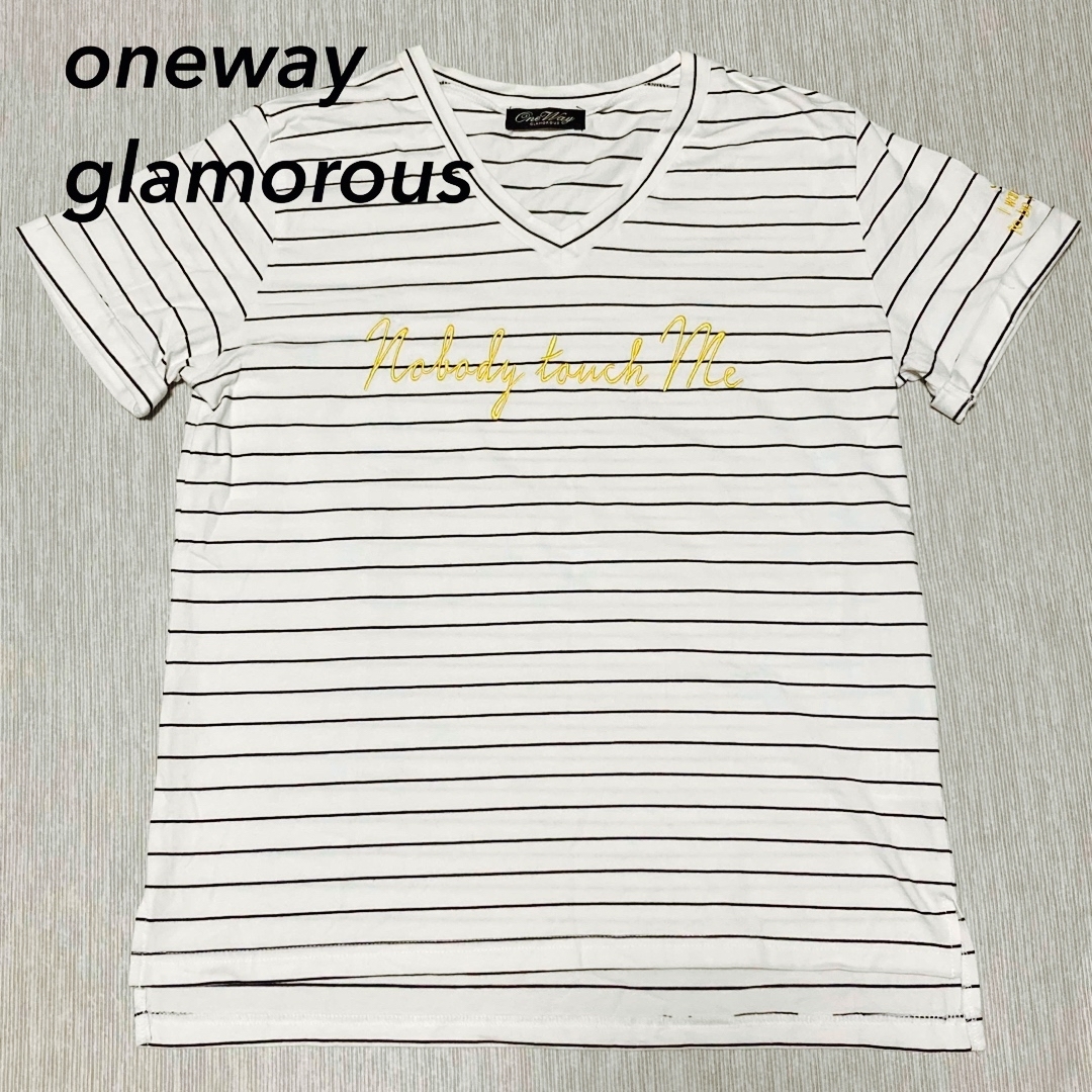 one*way(ワンウェイ)の【処分価格】oneway glamorous ボーダー Vネック Tシャツ レディースのトップス(Tシャツ(半袖/袖なし))の商品写真