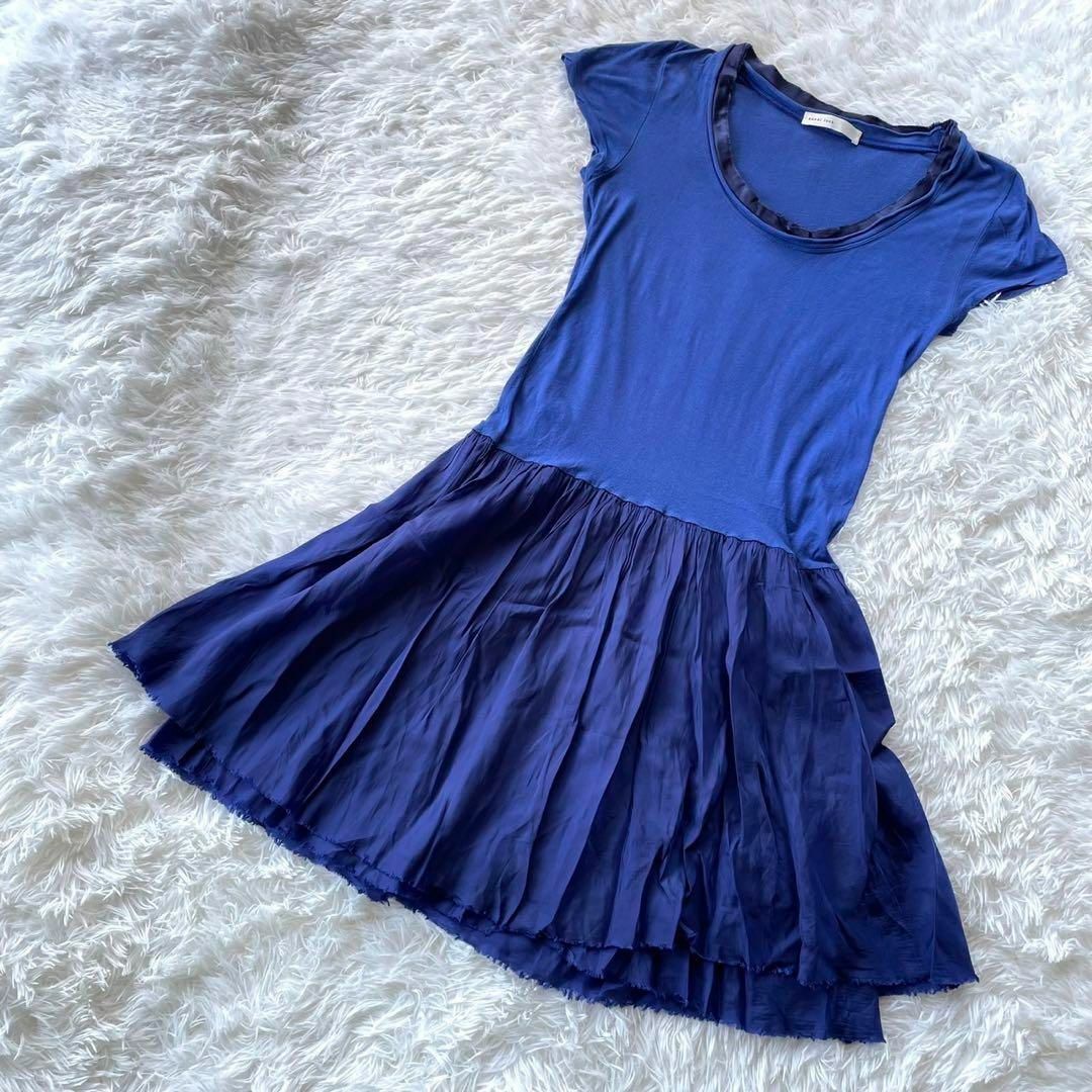 sacai luck(サカイラック)のsacai luck サカイ　ラック　切替　ワンピース　ブルー　青　ドレス　2 レディースのワンピース(ひざ丈ワンピース)の商品写真