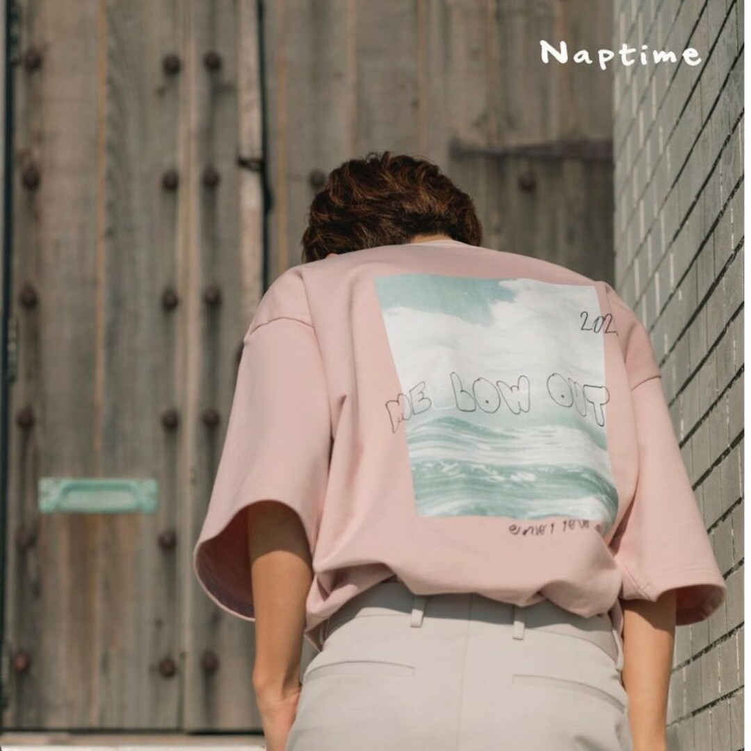 特別セール naptime Tシャツ(ピンク) フォトプリント