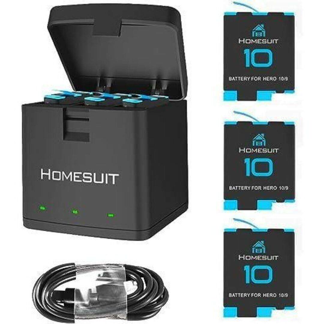 Homesuit Gopro Hero10、9 バッテリー 1800ｍAh×3個 スマホ/家電/カメラのスマホ/家電/カメラ その他(その他)の商品写真