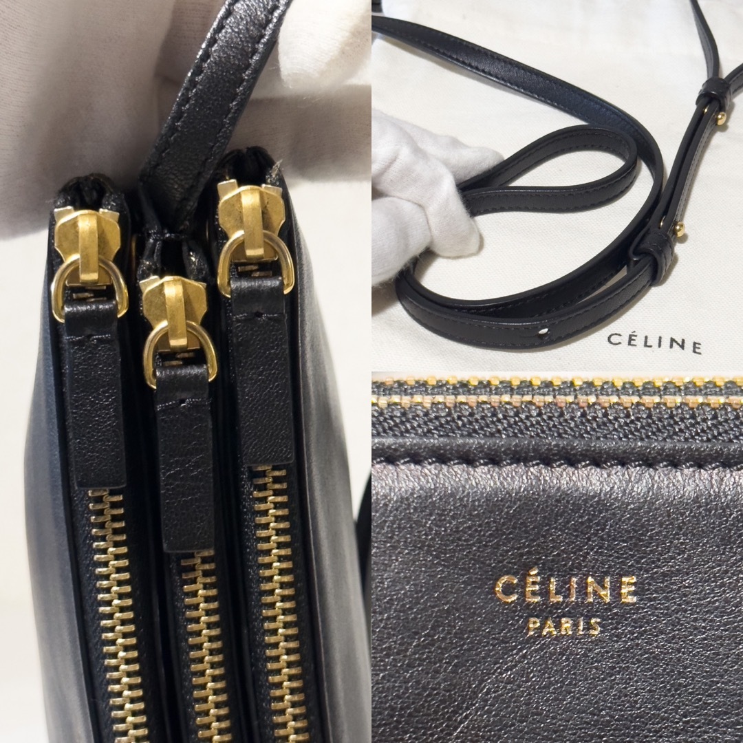 celine(セリーヌ)のセリーヌ トリオ ショルダーバッグ スモール 旧ロゴ ブラック ポーチ  レディースのバッグ(ショルダーバッグ)の商品写真