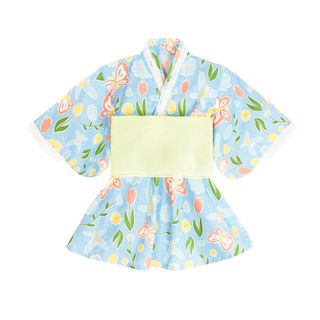 新品　即日発送　浴衣　女の子　120 ブルー　祭り　蝶柄(甚平/浴衣)