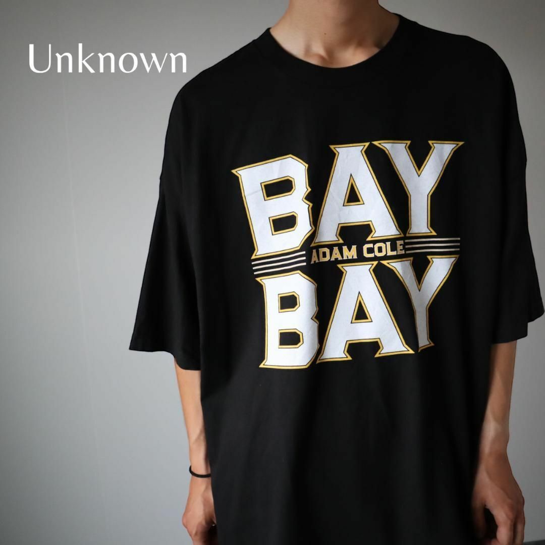 【BAY BAY】プロレス ポップ プリント 超ルーズ Tシャツ 黒 3XL