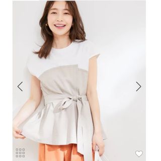 ヴィス(ViS)の美品✨♥️Vis♥️【洗える】美easyドッキングフレンチスリーブカットソー。Ｆ(カットソー(半袖/袖なし))