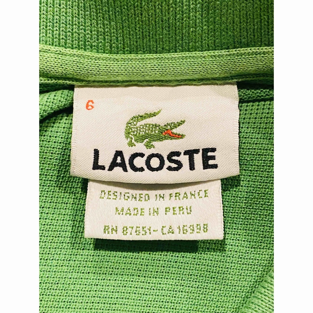 LACOSTE ラコステ ポロシャツ 刺繍ワンポイントロゴ 黄緑 抹茶色