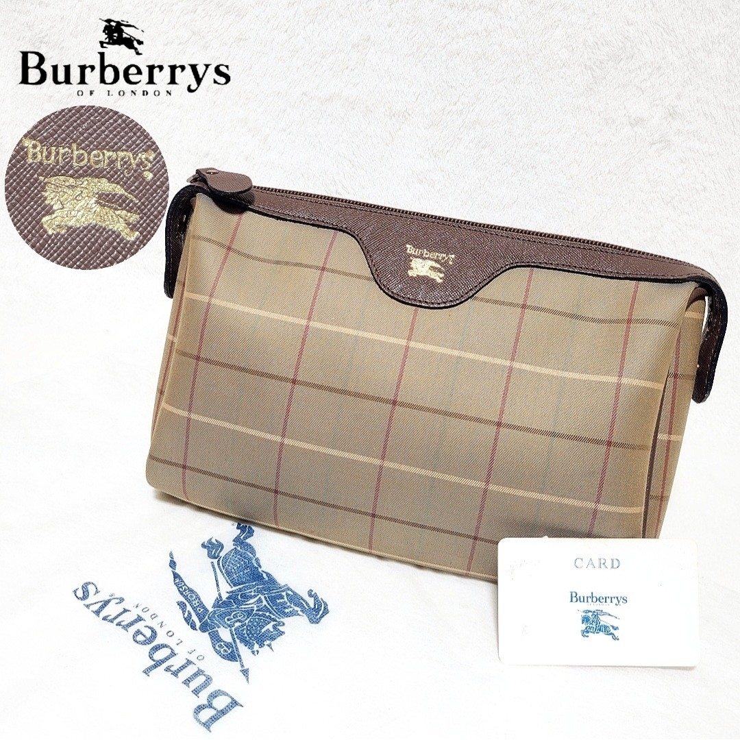 バーバリーBurberry ハンドバッグクラッチバッグ ペンチェック 玉虫色 