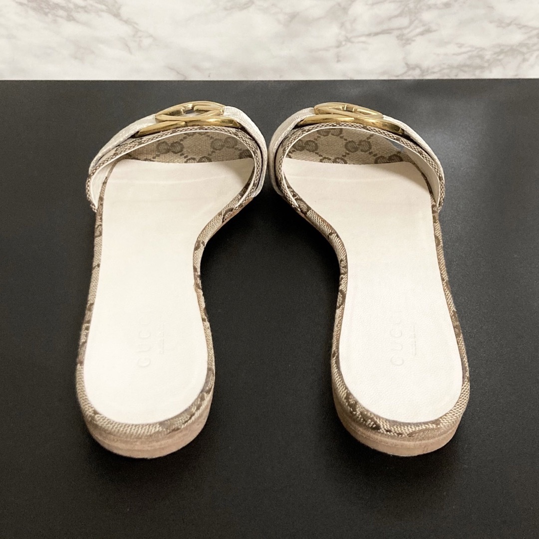 【美品 希少】GUCCI GGキャンバス×インターロッキングG スライドサンダル