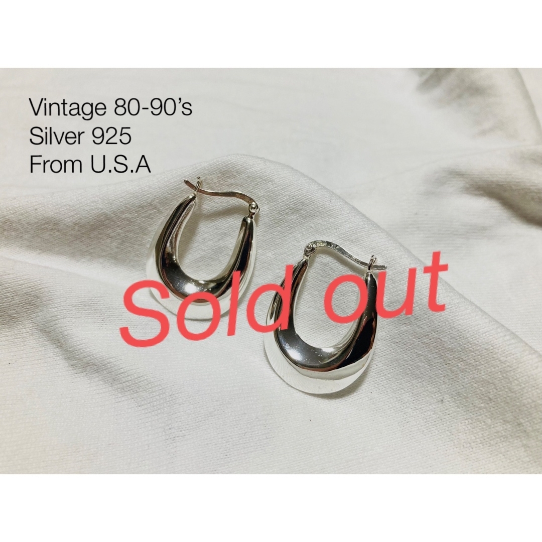 【売却済】  ヴィンテージ VTG シルバー925 チャンキーフープピアス レディースのアクセサリー(ピアス)の商品写真