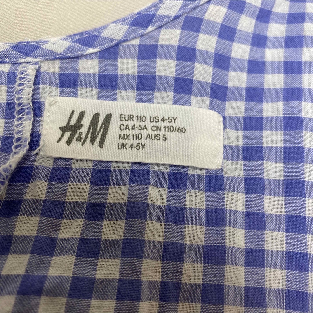 H&M(エイチアンドエム)のH&M キッズ ワンピース ギンガムチェック フレア 110 キッズ/ベビー/マタニティのキッズ服女の子用(90cm~)(ワンピース)の商品写真