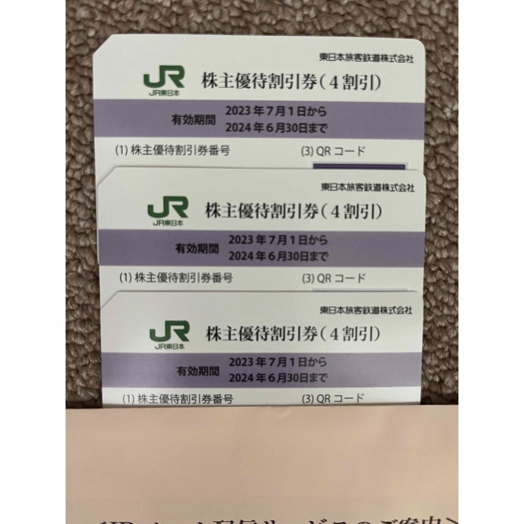 JR東日本株主優待割引券（４割引）３枚