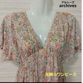 アルシーヴ(archives)の＊美品＊華やかワンピ★archives アルシーヴ＊花柄チュニック  刺繍 M(ひざ丈ワンピース)