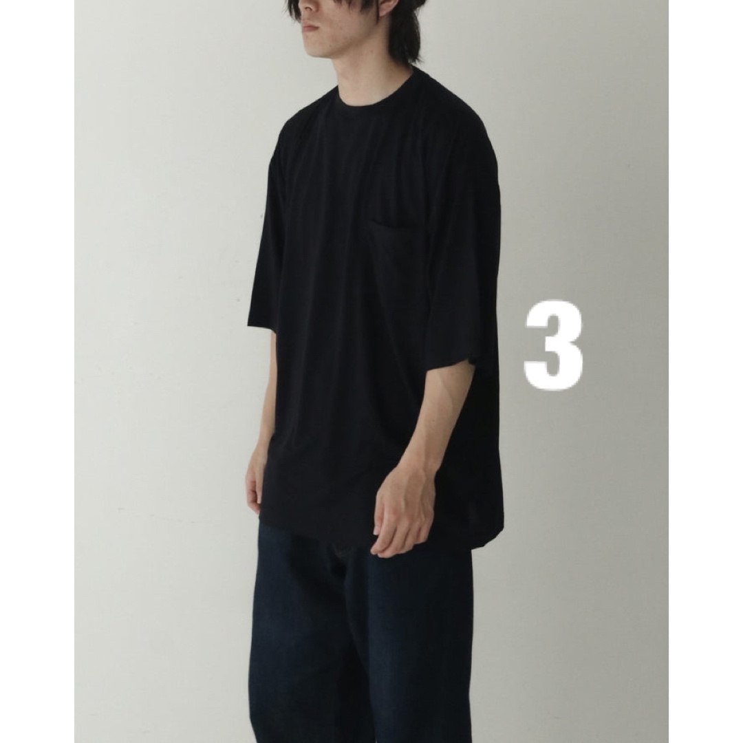 COMOLI ウール天竺　3 tシャツ　チャコール　BLK