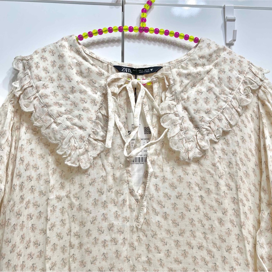 ZARA(ザラ)の新品◆ZARA＊フリル襟♡小花柄コットンフレアロングワンピース② レディースのワンピース(ロングワンピース/マキシワンピース)の商品写真