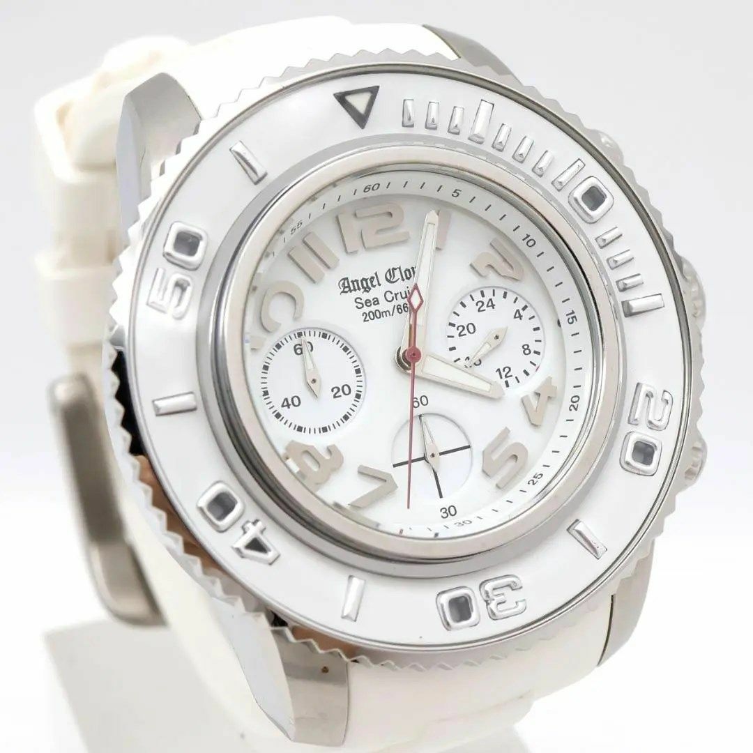 《美品》Angel Clover 腕時計 ホワイト クロノグラフ シークルーズ