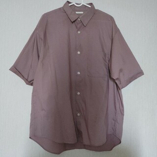 ジーユー 半袖シャツ くすみピンク ラベンダー オーバーサイズ M(シャツ)