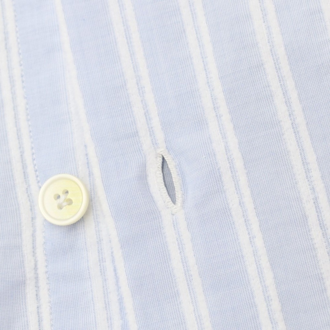 フィナモレ Finamore パイルストライプ カジュアルシャツ ライトブルーxホワイト【サイズ40】【メンズ】 4