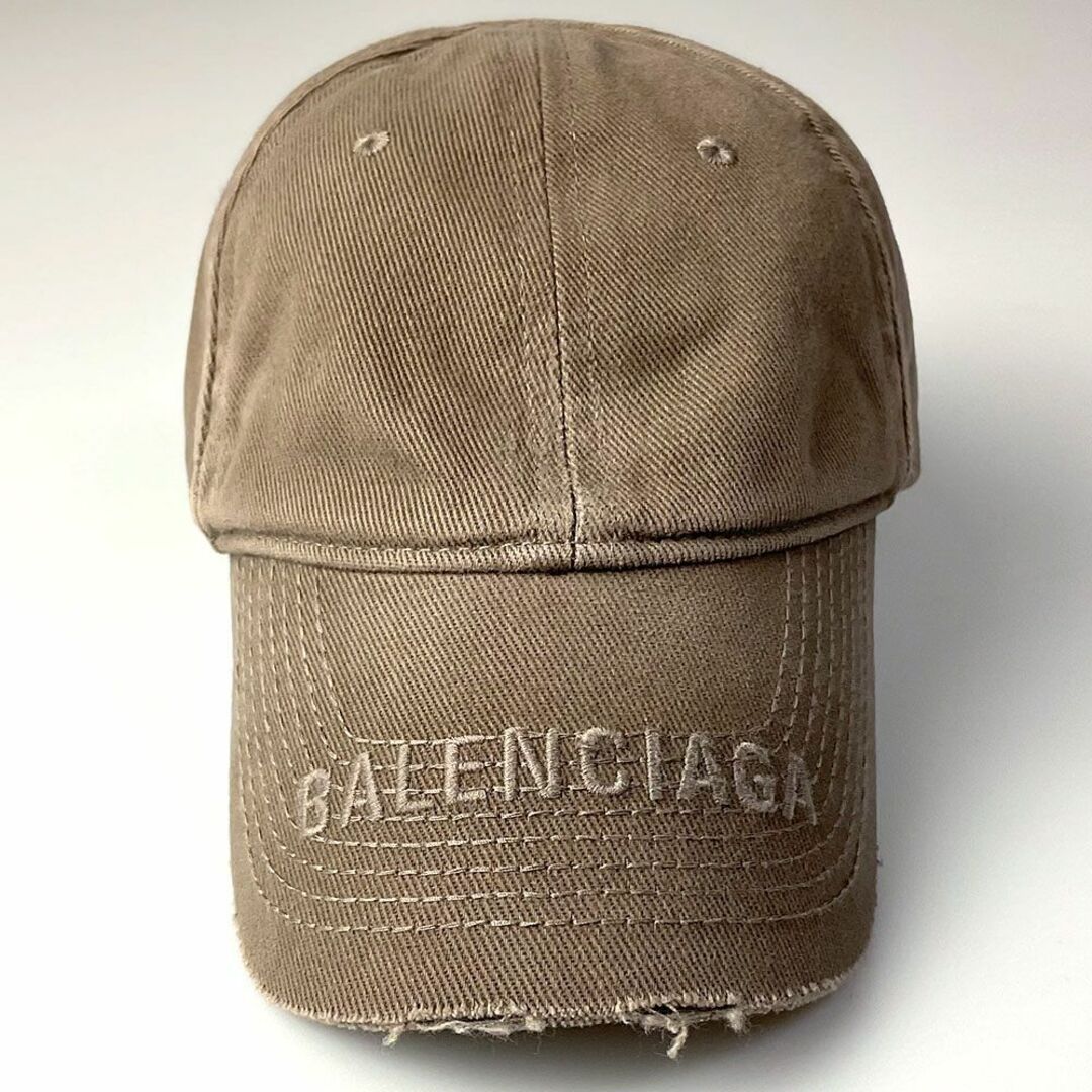 タグ素材バレンシアガ BALENCIAGA 帽子 キャップ ロゴ ダメージ加工