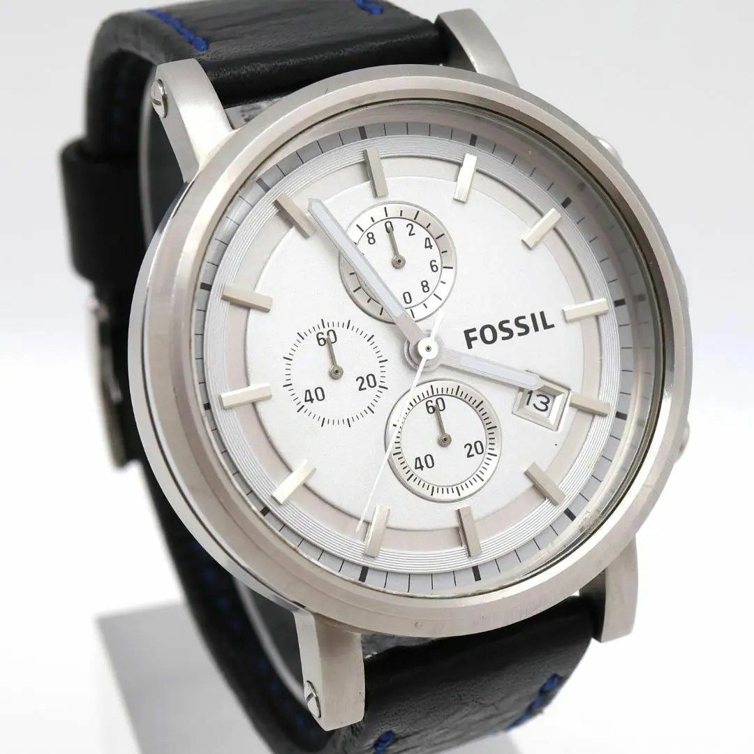 《一点物》FOSSIL 腕時計 シルバー クロノグラフ デイト メンズ