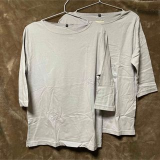 ムジルシリョウヒン(MUJI (無印良品))の無印良品 七分Tシャツ グレー 2枚セット 男女兼用(Tシャツ/カットソー(七分/長袖))