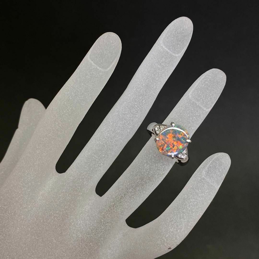 Pt900 天然ブラックオパールリング 3.10ct 鑑別書付き プラチナ Pt900 天然ブラックオパールリング 3.10ct 鑑別書付き プラチナ